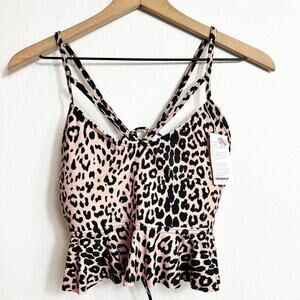 COCOSHIP LEOPARD PRINT WOMEN'S RETRO BOHO FLOUND BIKINI TOP SIZE 12 NEW WITH TAG